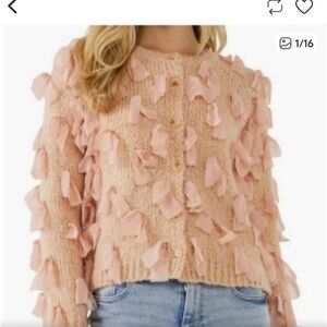 Free the Roses Blush Ribbon-Trim Cardigan